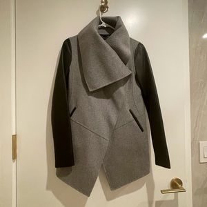 Mackage wool blended coat with leather sleeves